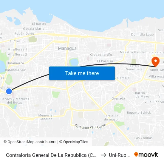 Contraloría General De La Republica (Cgr) to Uni-Rupap map