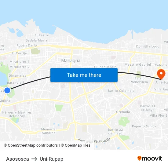 Asososca to Uni-Rupap map