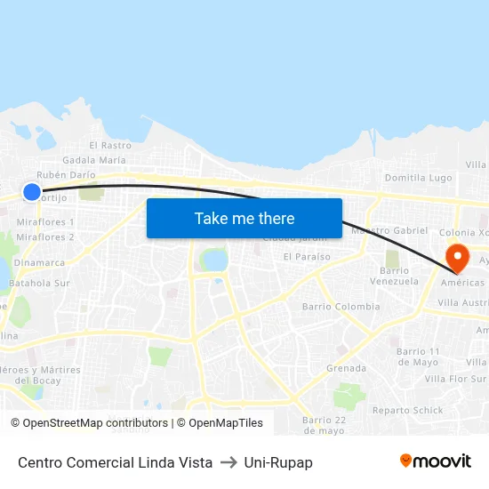 Centro Comercial Linda Vista to Uni-Rupap map