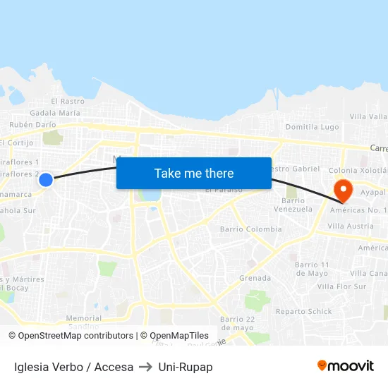 Iglesia Verbo / Accesa to Uni-Rupap map