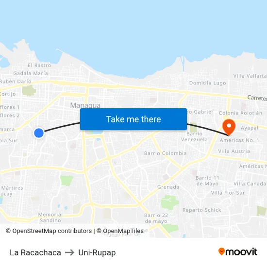 La Racachaca to Uni-Rupap map