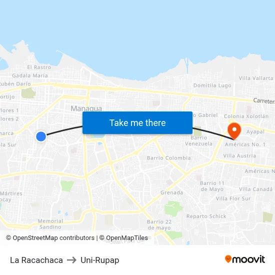 La Racachaca to Uni-Rupap map