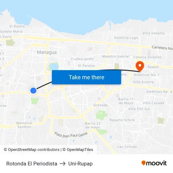 Rotonda El Periodista to Uni-Rupap map