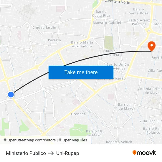 Ministerio Publico to Uni-Rupap map