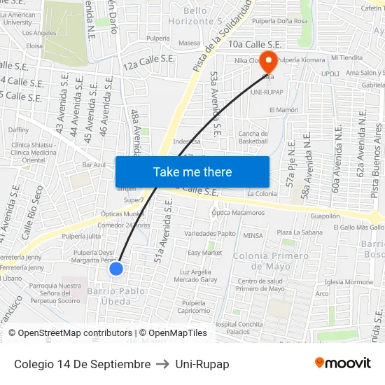 Colegio 14 De Septiembre to Uni-Rupap map