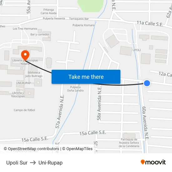 Upoli Sur to Uni-Rupap map