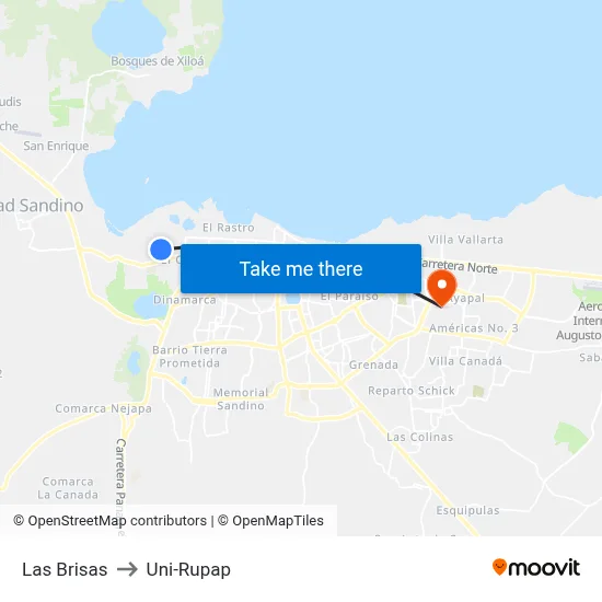 Las Brisas to Uni-Rupap map