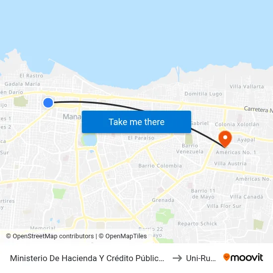 Ministerio De Hacienda Y Crédito Público (Mchp) to Uni-Rupap map