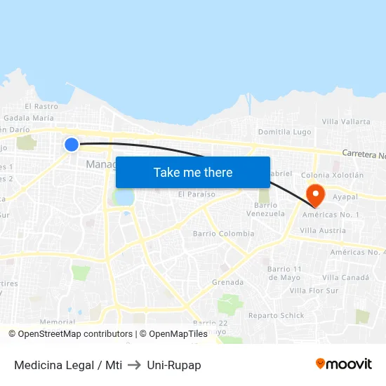 Medicina Legal / Mti to Uni-Rupap map