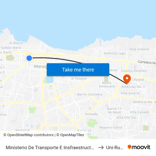 Ministerio De Transporte E Insfraestructura (Mti) to Uni-Rupap map