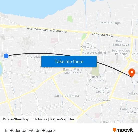 El Redentor to Uni-Rupap map