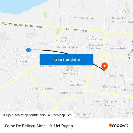 Salón De Belleza Alma to Uni-Rupap map