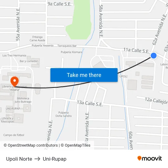 Upoli Norte to Uni-Rupap map
