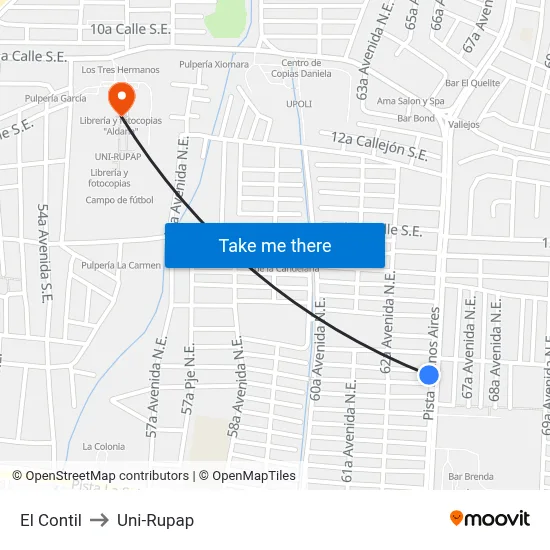 El Contil to Uni-Rupap map