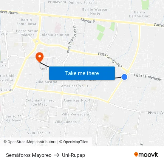 Semáforos Mayoreo to Uni-Rupap map