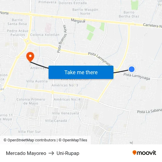 Mercado Mayoreo to Uni-Rupap map