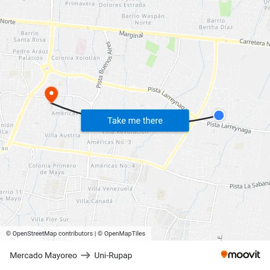 Mercado Mayoreo to Uni-Rupap map