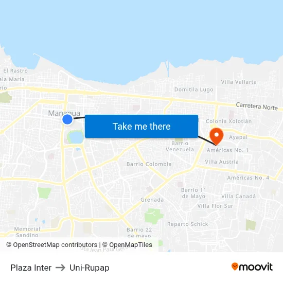 Plaza Inter to Uni-Rupap map