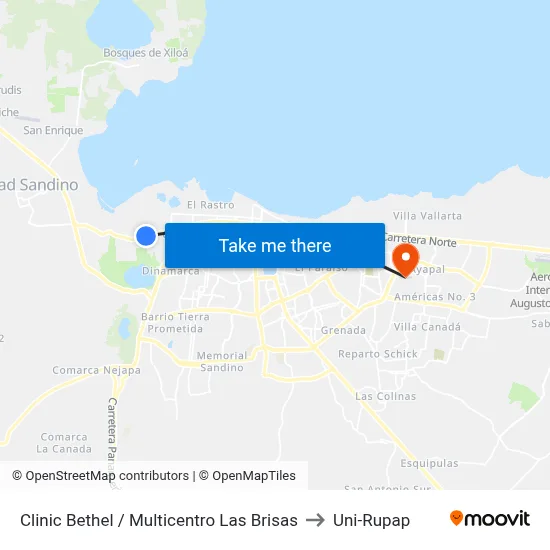 Clinic Bethel / Multicentro Las Brisas to Uni-Rupap map