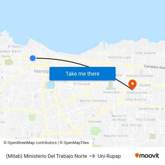 (Mitab) Ministerio Del Trabajo Norte to Uni-Rupap map
