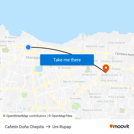 Cafetín Doña Chepita to Uni-Rupap map