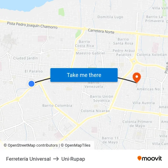 Ferretería Universal to Uni-Rupap map