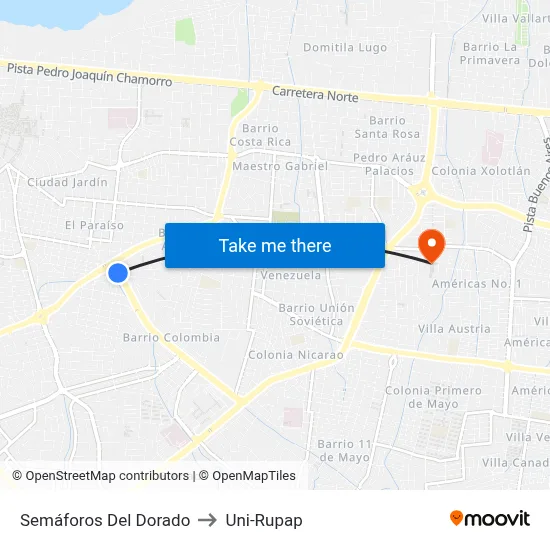 Semáforos Del Dorado to Uni-Rupap map