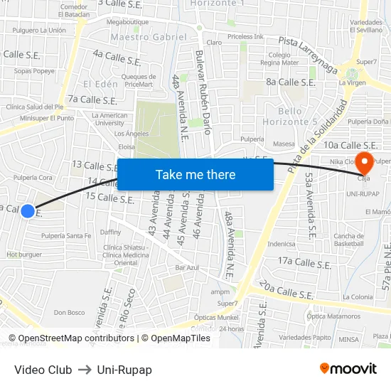 Video Club to Uni-Rupap map