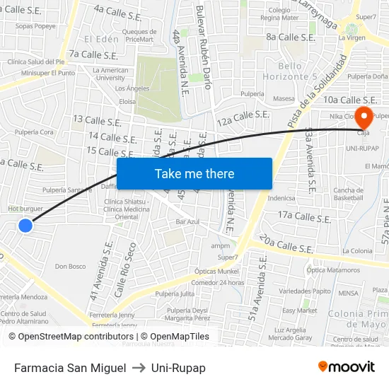 Farmacia San Miguel to Uni-Rupap map