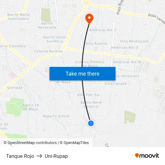 Tanque Rojo to Uni-Rupap map