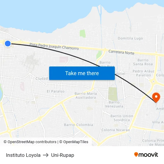 Instituto Loyola to Uni-Rupap map