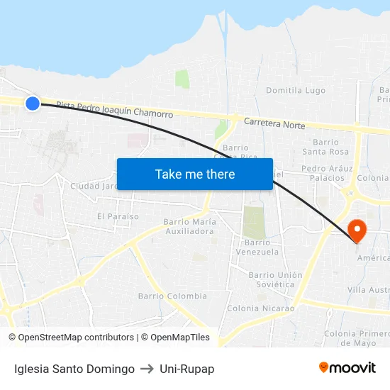 Iglesia Santo Domingo to Uni-Rupap map
