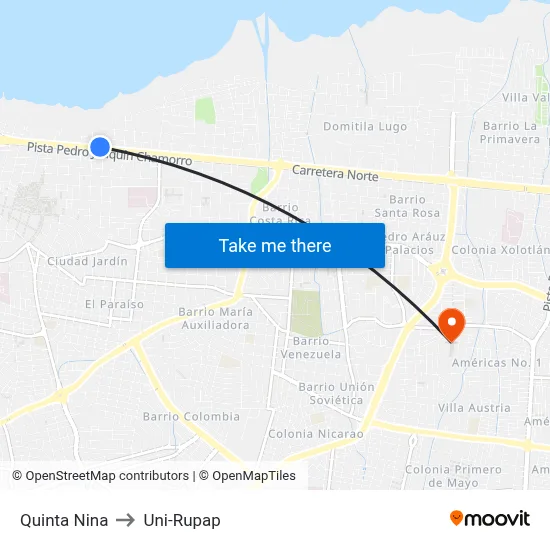 Quinta Nina to Uni-Rupap map