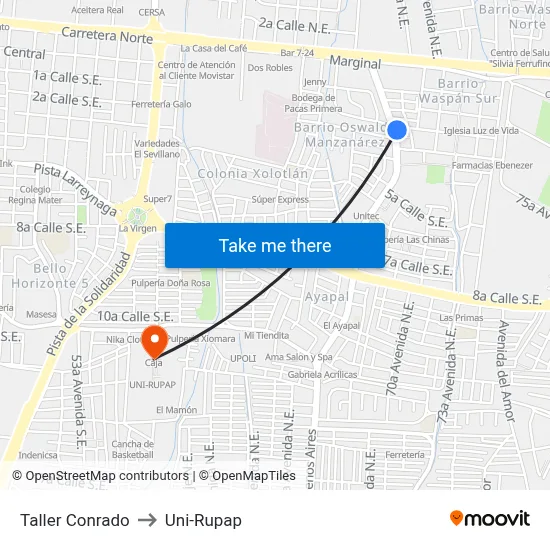 Taller Conrado to Uni-Rupap map
