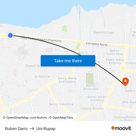 Ruben Dario to Uni-Rupap map