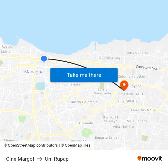 Cine Margot to Uni-Rupap map