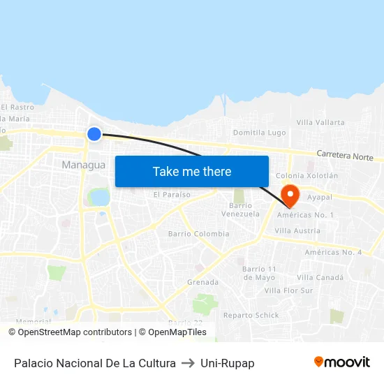 Palacio Nacional De La Cultura to Uni-Rupap map