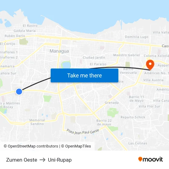 Zumen Oeste to Uni-Rupap map