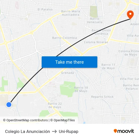 Colegio La Anunciación to Uni-Rupap map