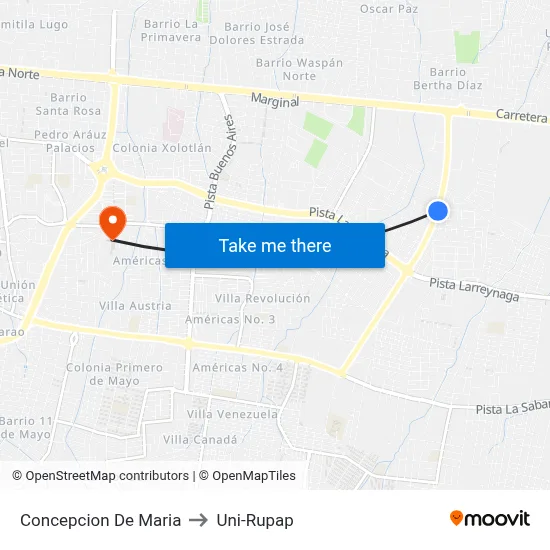 Concepcion De Maria to Uni-Rupap map