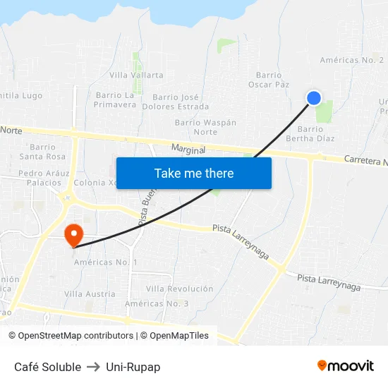 Café Soluble to Uni-Rupap map
