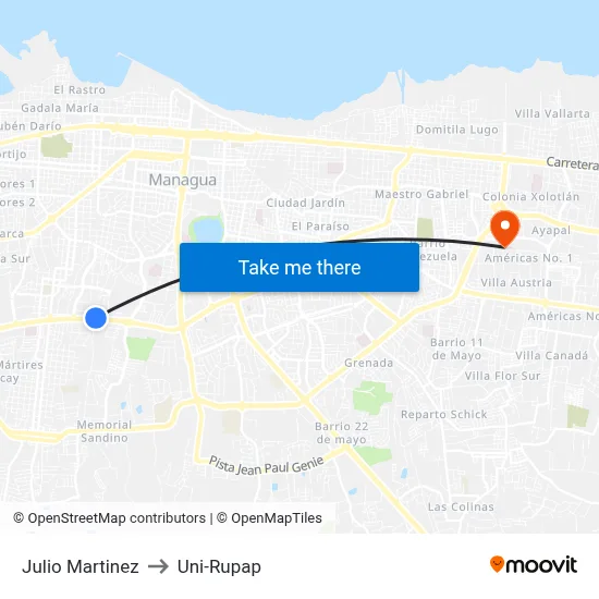 Julio Martinez to Uni-Rupap map