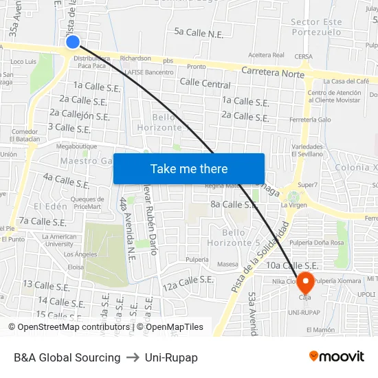 B&A Global Sourcing to Uni-Rupap map