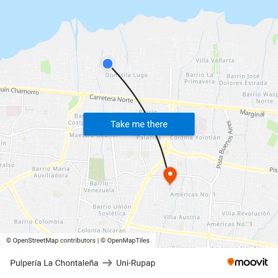 Pulpería La Chontaleña to Uni-Rupap map