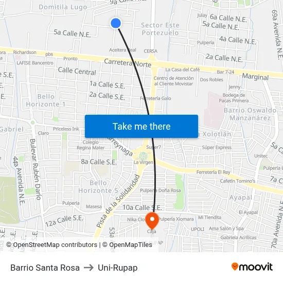 Barrio Santa Rosa to Uni-Rupap map