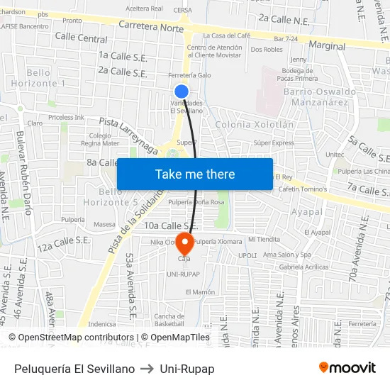 Peluquería El Sevillano to Uni-Rupap map