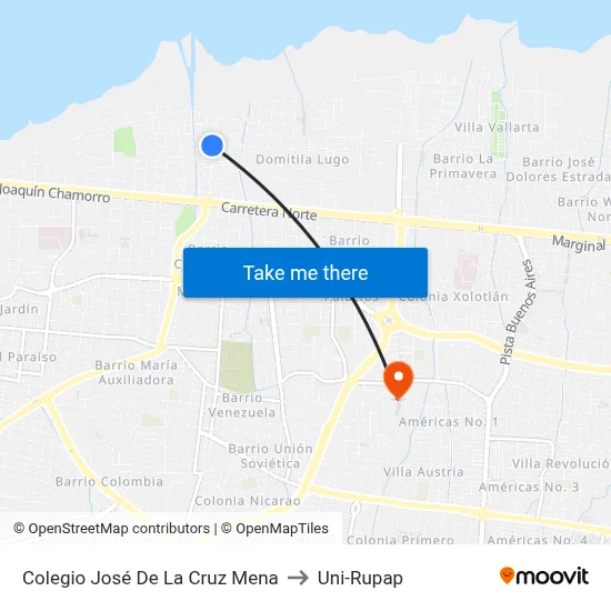 Colegio José De La Cruz Mena to Uni-Rupap map