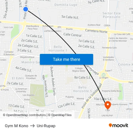 Gym M Kono to Uni-Rupap map