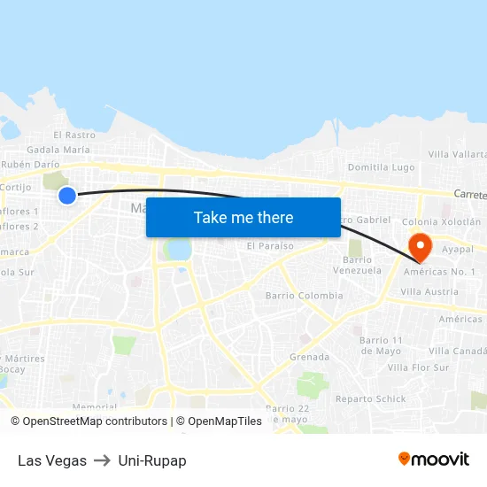 Las Vegas to Uni-Rupap map