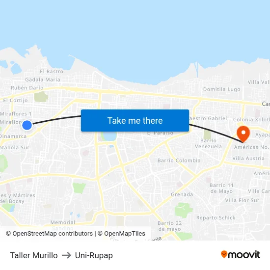 Taller Murillo to Uni-Rupap map